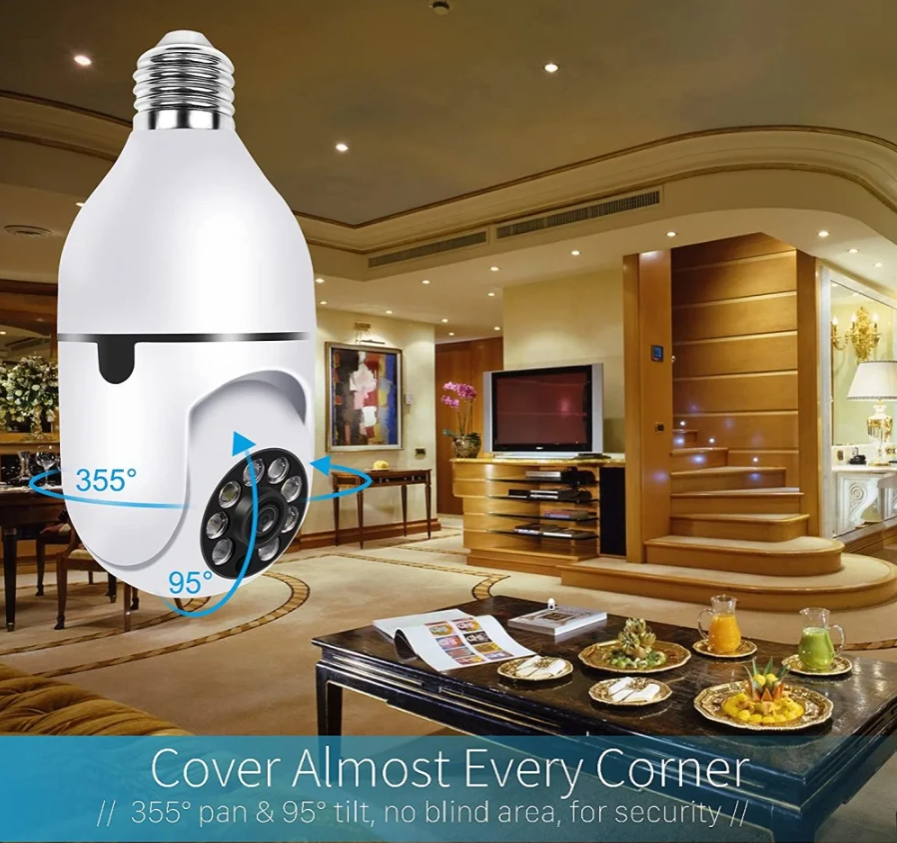 LED Light HD 1080P IP Camera wireless panoramic home security WiFi CCTV smart bulb camera two audio night vision cameras（no card）