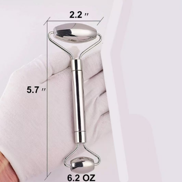 2PCS Double Ended Stainless Steel Manual Roller Beauty Massager Heart-Shaped Piece Set For Facial And Head Relaxation Massage Stick