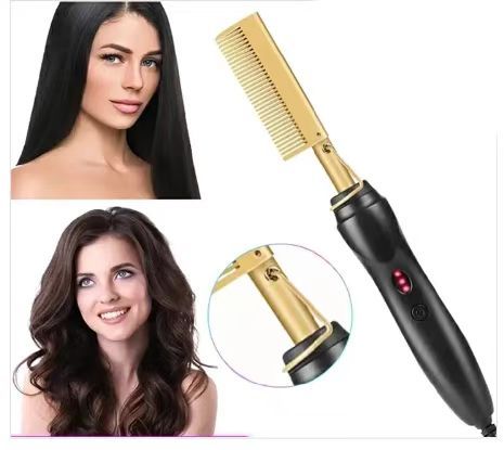 1PC Hot Heating Comb Hair Straightener Flat Irons Straightening Brush Hair Straight Styler Corrugation Curling Iron Hair Curler Comb