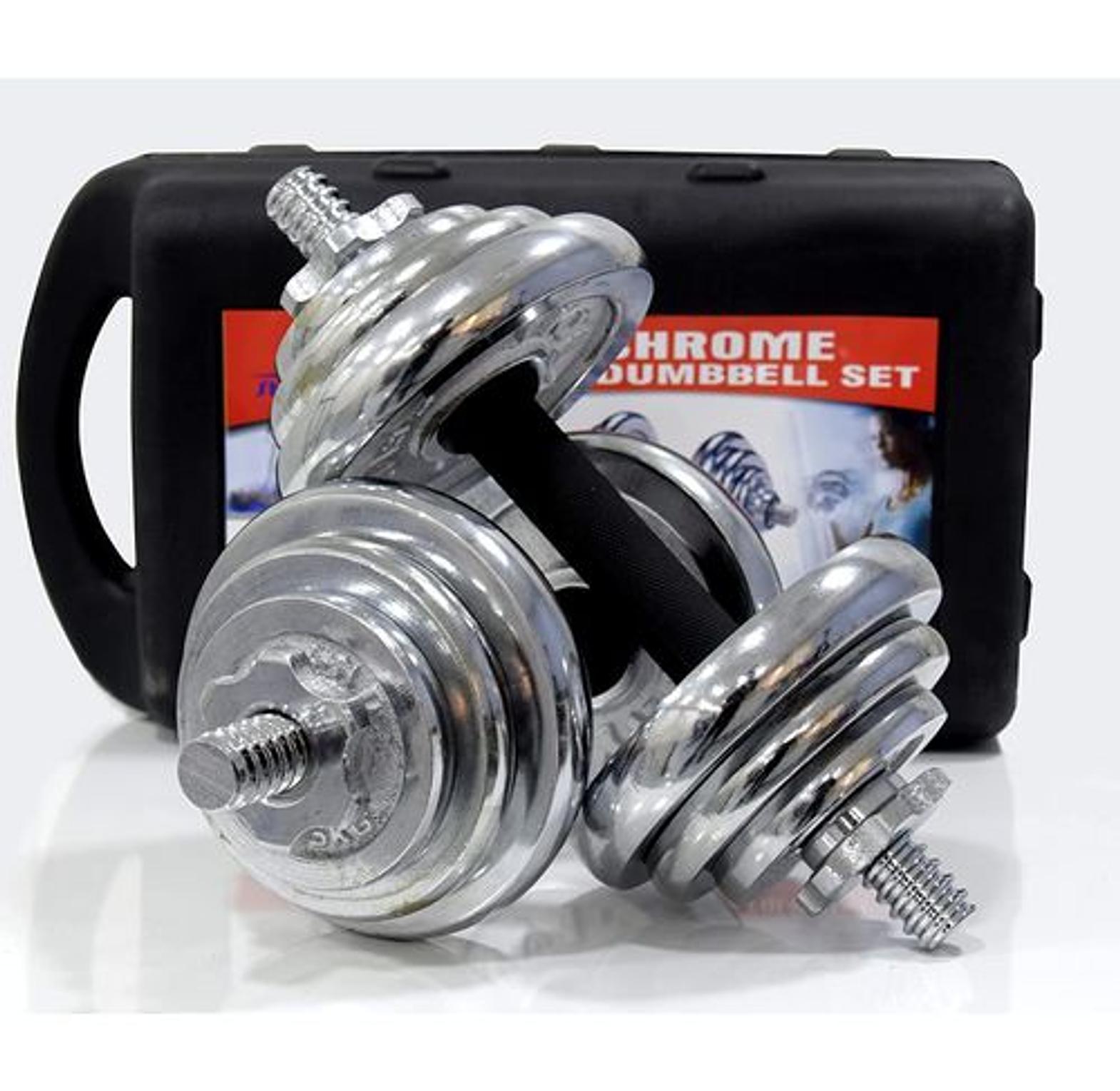 10 KG ADJUSTABLE CHROME DUMBELL WEIGHT SET