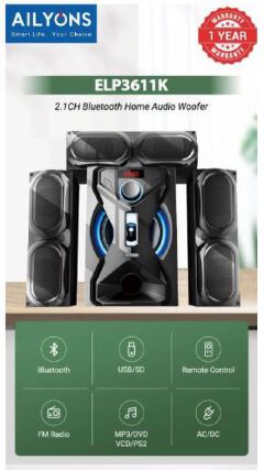 AILYONS ELP3611K 3.1-CHANNEL MULTIMEDIA SPEAKER SYSTEM WITH BLUETOOTH & LED DISPLAY