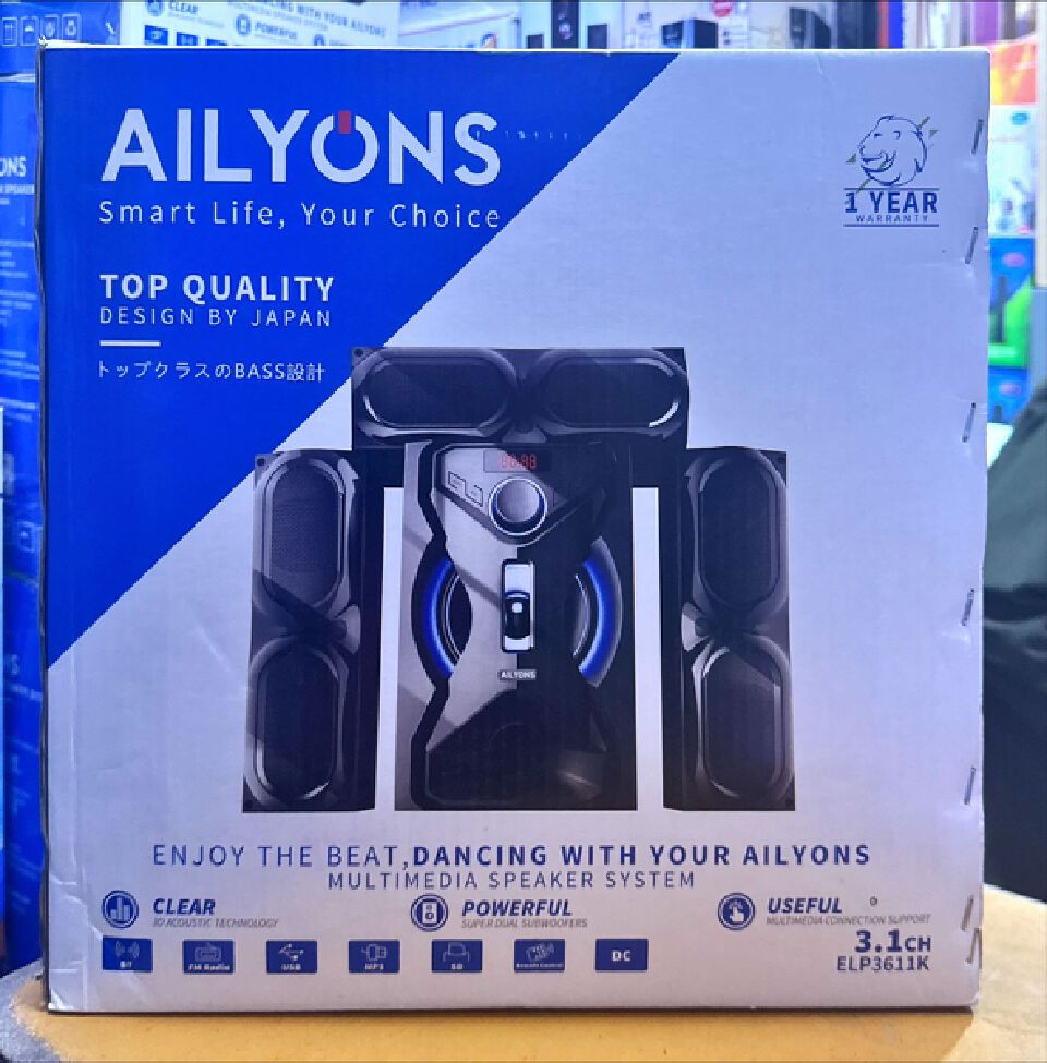 AILYONS ELP3611K 3.1-CHANNEL MULTIMEDIA SPEAKER SYSTEM WITH BLUETOOTH & LED DISPLAY