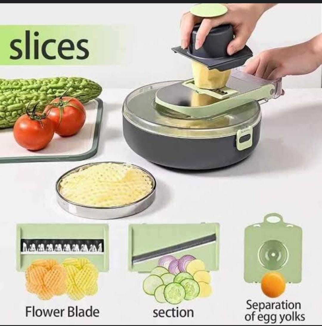 9in1 functions vegetable cutter Round bowl  Dice,shred &slice