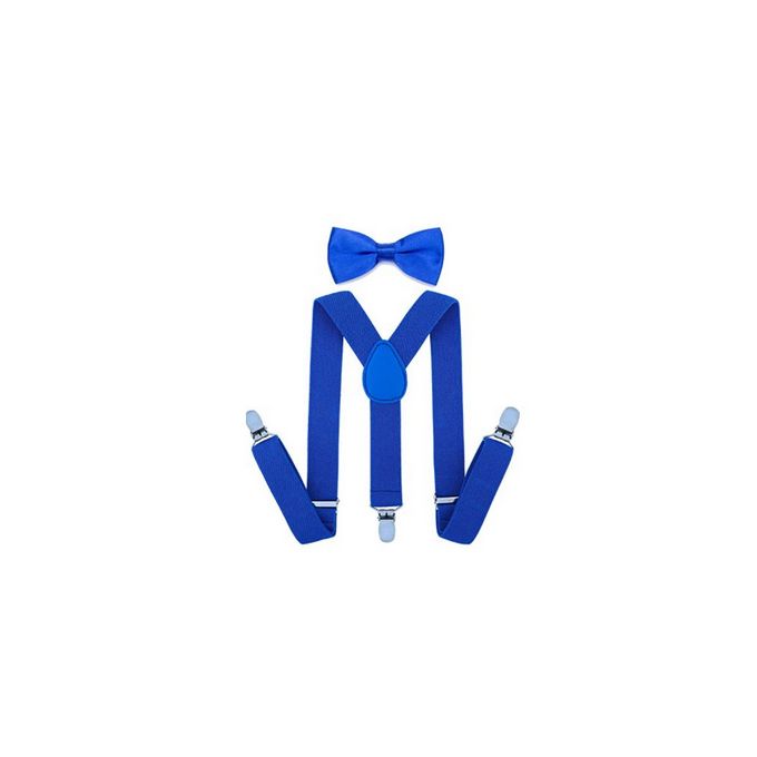 High Quality Adjustable Suspender & Bowtie Set Unisex- Royal Blue