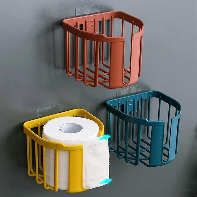 Wall Mount Paper Holder ABS Punch Free Toilet Tissue Box For Bathroom Kitchen Washroom