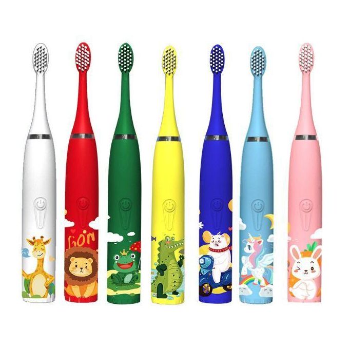Kids Sonic Electric Toothbrush, Rechargeable Smart Toothbrush for Children Children's Electric Toothbrush With Replacement Brush Heads, 4 Modes, IPX6 Waterproof, Soft Bristles, Ultrasonic Teeth Cleani