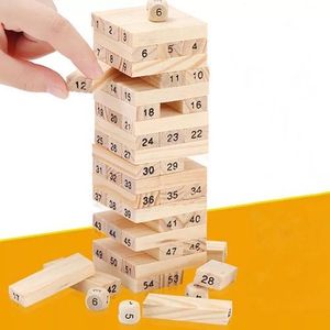 Jenga friends game Jenga Tower Toy (Wooden)54 Pcs Wooden Number Stacking Block Tumble Tower Blocks Game Giant Toppling Tower Wood Stacking Game