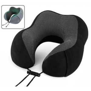 U Shaped Memory Foam Neck Pillows Soft Travel Pillow Massage Neck Pillow Sleeping Airplane Pillow Cervical Healthcare Bedding Black normal