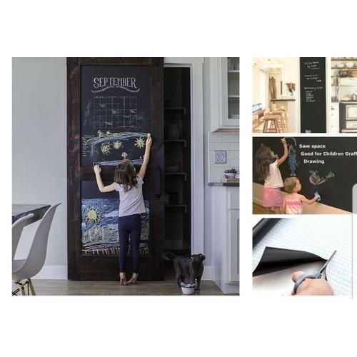 Black Chalkboard Wall Paper Clear Dry Erase Board Sticker +  5 Chalks