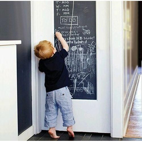 Black Chalkboard Wall Paper Clear Dry Erase Board Sticker +  5 Chalks