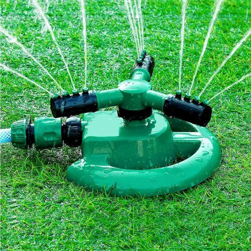 3 Arm 360⁰ Auto-Rotating Water Garden Sprinkler - Heavy duty water sprinkler for lawns lets you water your plants upto 50Ft range coverage distance.