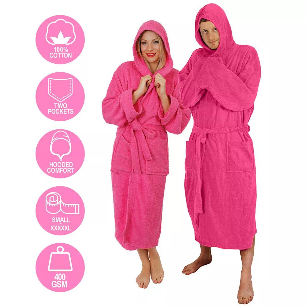 Cotton Towel Bathrobe Robe with Hoodie-unisex - High quality towel Durable Heavy Soft and smooth texture Fade resistant Easy to absorb water Made of 100% cotton