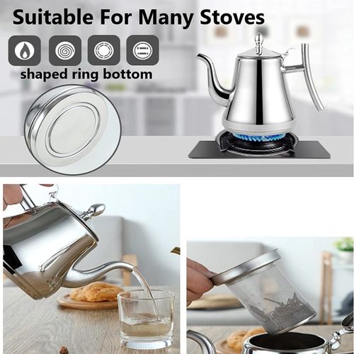 2L Stovetop Tea Coffee Kettle With Infuser Filter -  built-in filter design can be directly put into the tea for easy brewing