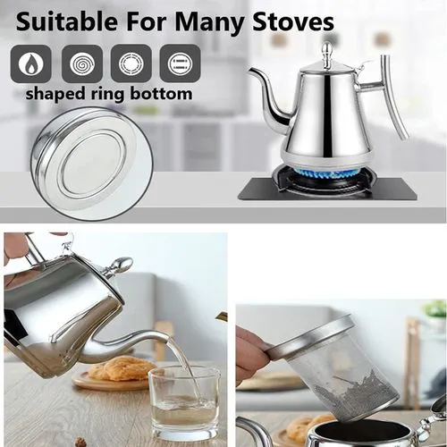 2L Stovetop Tea Coffee Kettle With Infuser Filter -  built-in filter design can be directly put into the tea for easy brewing