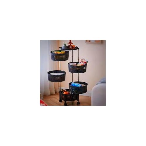 4 Layers Rotatable Rack Floor Living Room Multi-Layer Movable Fruit Vegetable Snack Stand Household Shelf