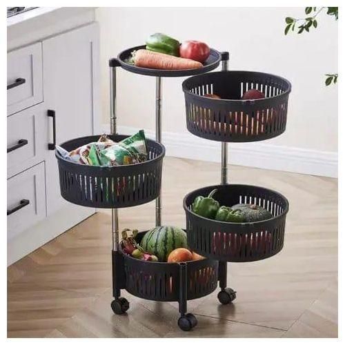 4 Layers Rotatable Rack Floor Living Room Multi-Layer Movable Fruit Vegetable Snack Stand Household Shelf