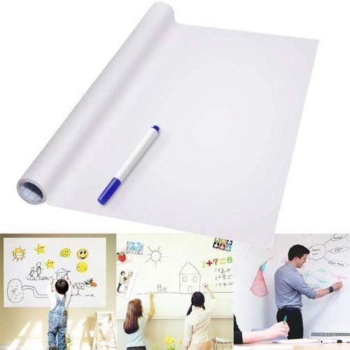 White Chalkboard Wall Paper Clear Dry Erase Board Sticker + 1 Whiteboard pen
