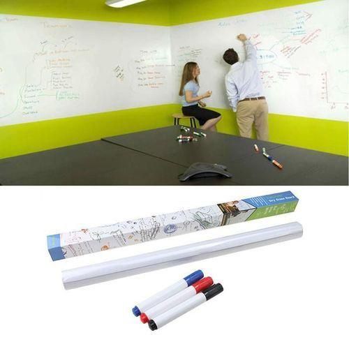 White Chalkboard Wall Paper Clear Dry Erase Board Sticker + 1 Whiteboard pen