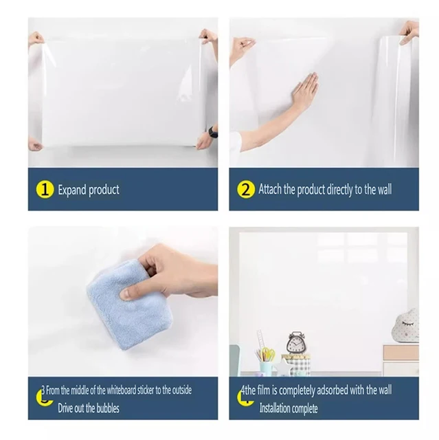 White Chalkboard Wall Paper Clear Dry Erase Board Sticker +  5 Chalks