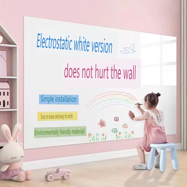 White Chalkboard Wall Paper Clear Dry Erase Board Sticker +  5 Chalks