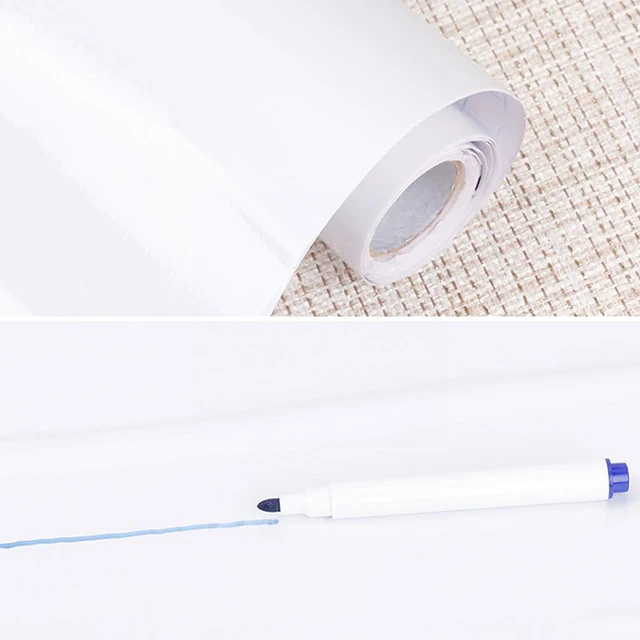 White Chalkboard Wall Paper Clear Dry Erase Board Sticker +  5 Chalks