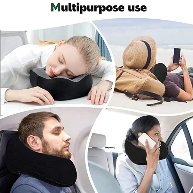 U Shaped Memory Foam Neck Pillows Soft Travel Pillow Massage Neck Pillow Sleeping Airplane Pillow Cervical Healthcare Bedding Black normal