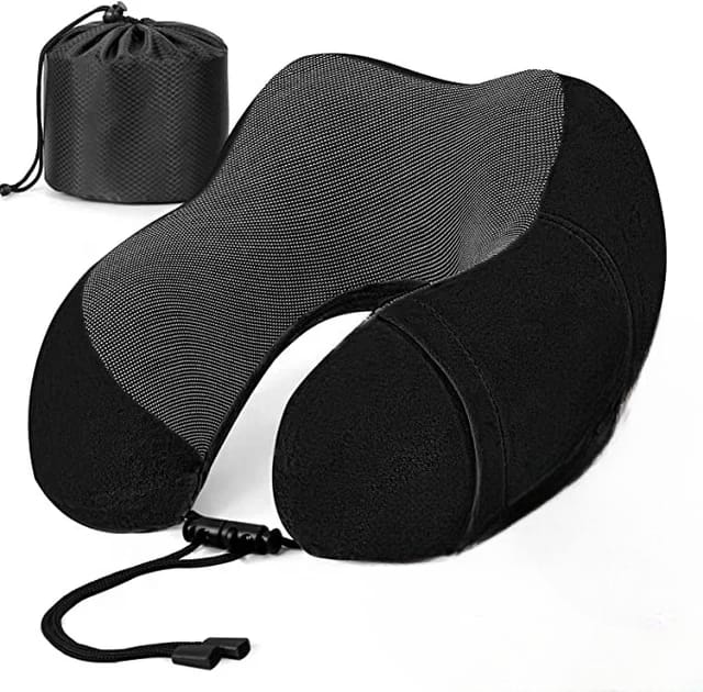 U Shaped Memory Foam Neck Pillows Soft Travel Pillow Massage Neck Pillow Sleeping Airplane Pillow Cervical Healthcare Bedding Black normal