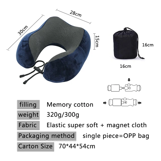 U Shaped Memory Foam Neck Pillows Soft Travel Pillow Massage Neck Pillow Sleeping Airplane Pillow Cervical Healthcare Bedding Black normal