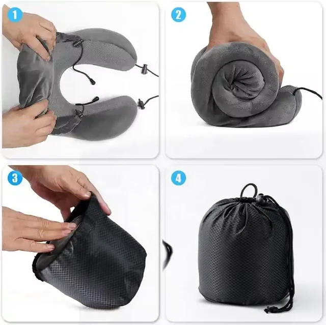 U Shaped Memory Foam Neck Pillows Soft Travel Pillow Massage Neck Pillow Sleeping Airplane Pillow Cervical Healthcare Bedding Black normal