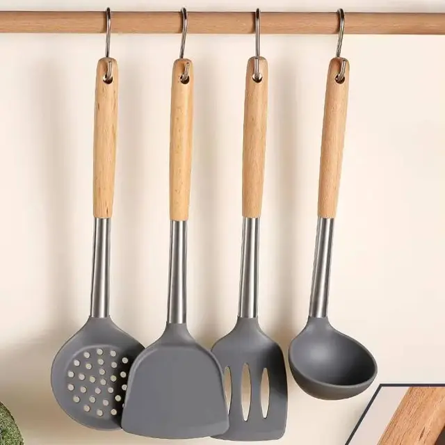 4pcs set heat resistant Kitchen  spoon set utensils and gadget cooking utensils, silicone tableware