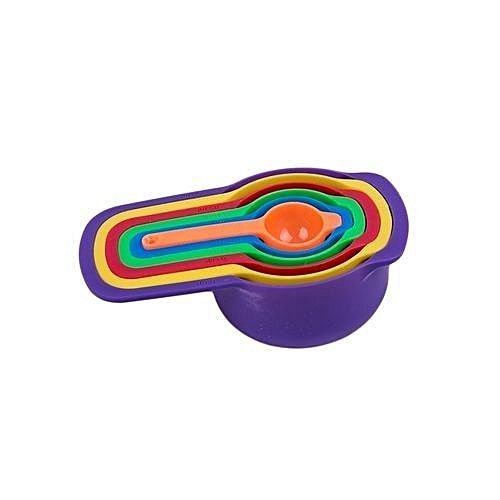6 PCs Measuring Cup and Spoon Set - Stackable Colorful Plastic for Kitchen Baking tools (6pcs Random Color)