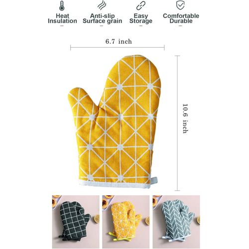 Oven Mitt Pot Holders, Non-Slip 392°F Heat Resistant Oven Mits Kitchen Gloves Potholders for Cooking Baking Grilling