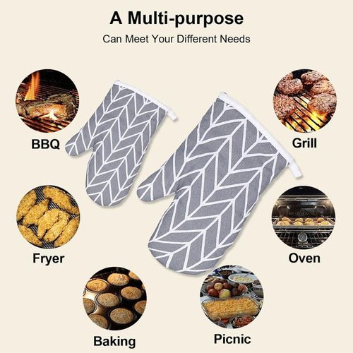 Oven Mitt Pot Holders, Non-Slip 392°F Heat Resistant Oven Mits Kitchen Gloves Potholders for Cooking Baking Grilling