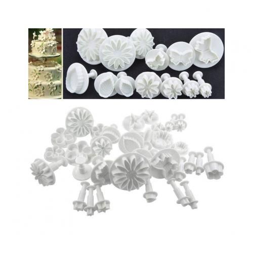 33 Pcs Plastic Flower Plunger Cutters Fondant Cake Decorating Tools Sugarcraft Baking Cookies Mold