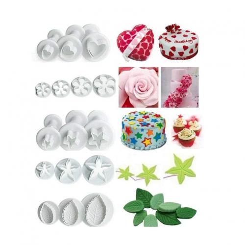 33 Pcs Plastic Flower Plunger Cutters Fondant Cake Decorating Tools Sugarcraft Baking Cookies Mold