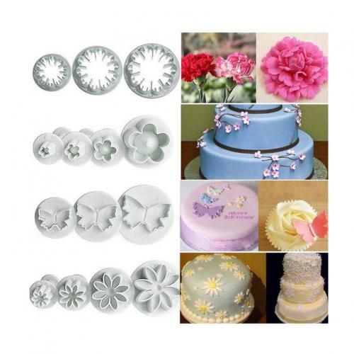 33 Pcs Plastic Flower Plunger Cutters Fondant Cake Decorating Tools Sugarcraft Baking Cookies Mold