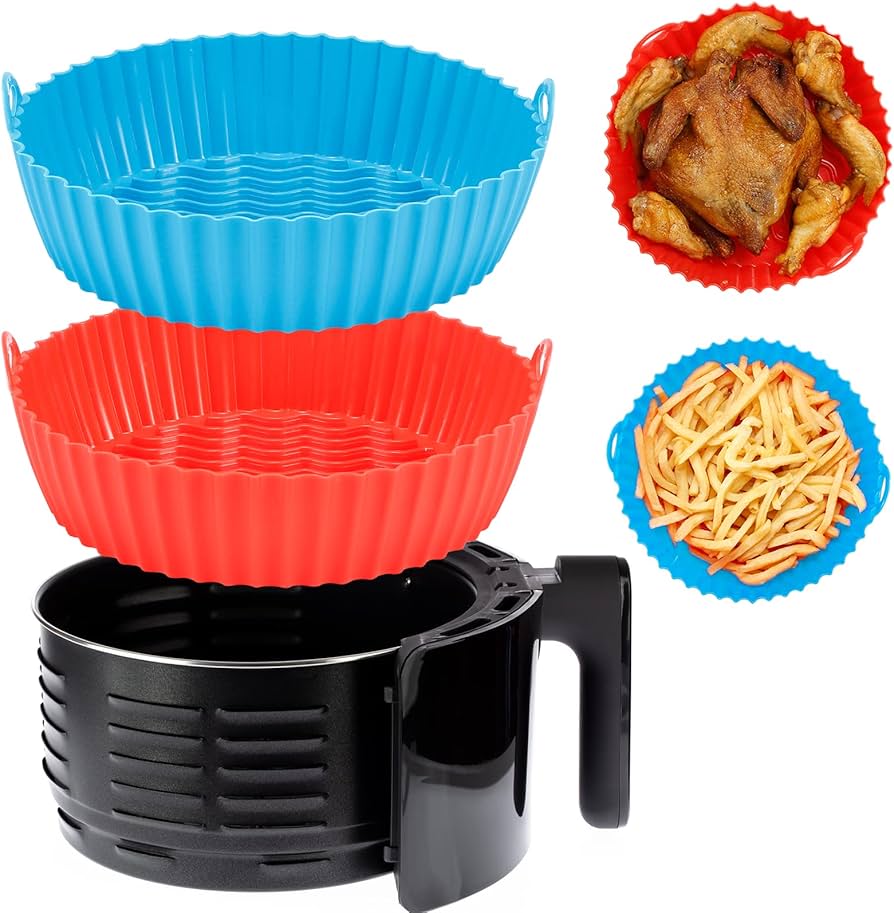 Re-usable Air fryer silicone liner  |  Air fryer silicone liners are made of food-grade silicone, BPA free, 100% safe, ensuring that your meals are cooked in a healthy environment.