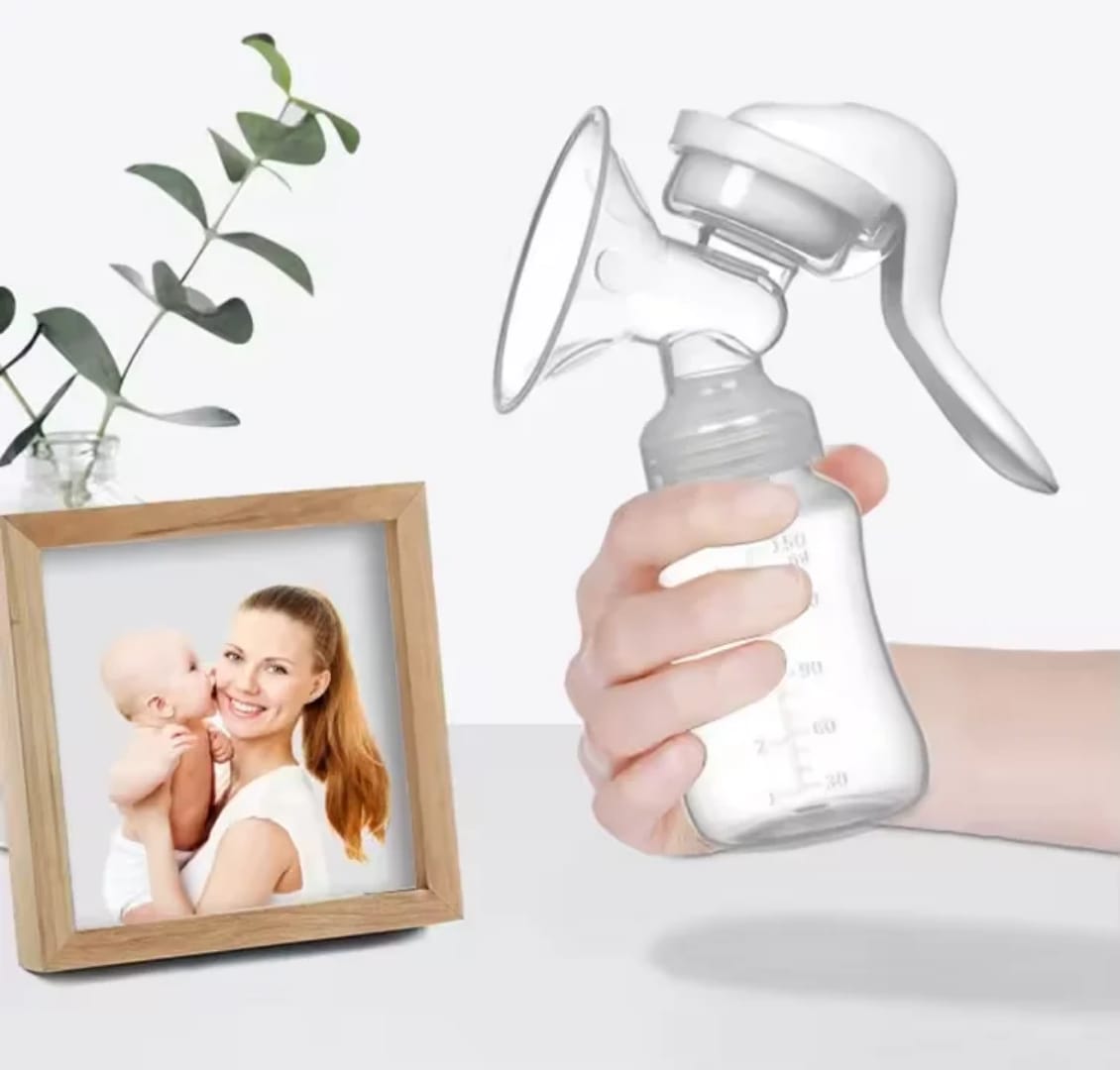 Manual Breast Pump With Free Baby Bottle Cap- white