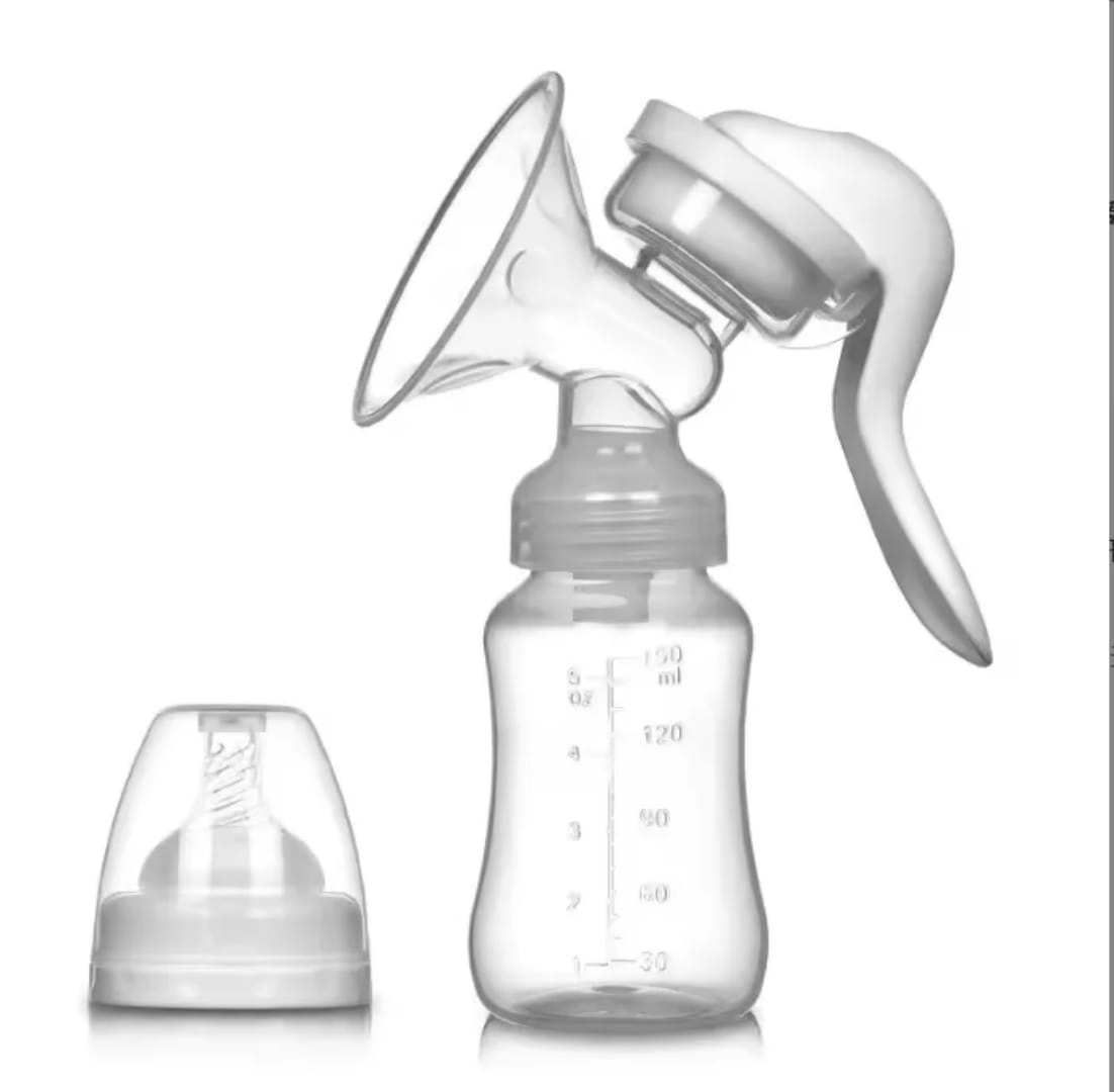 Manual Breast Pump With Free Baby Bottle Cap- white