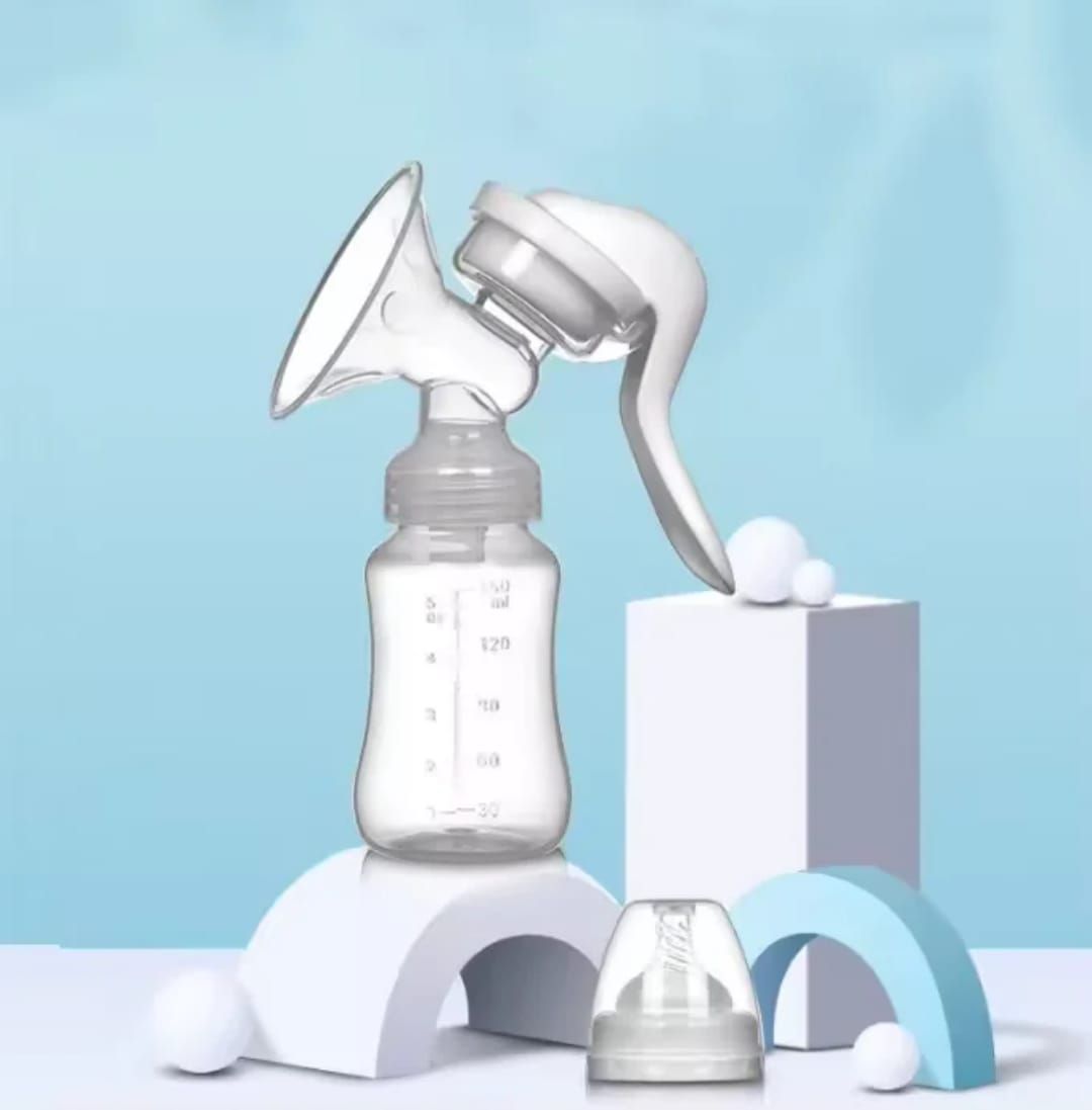 Manual Breast Pump With Free Baby Bottle Cap- white