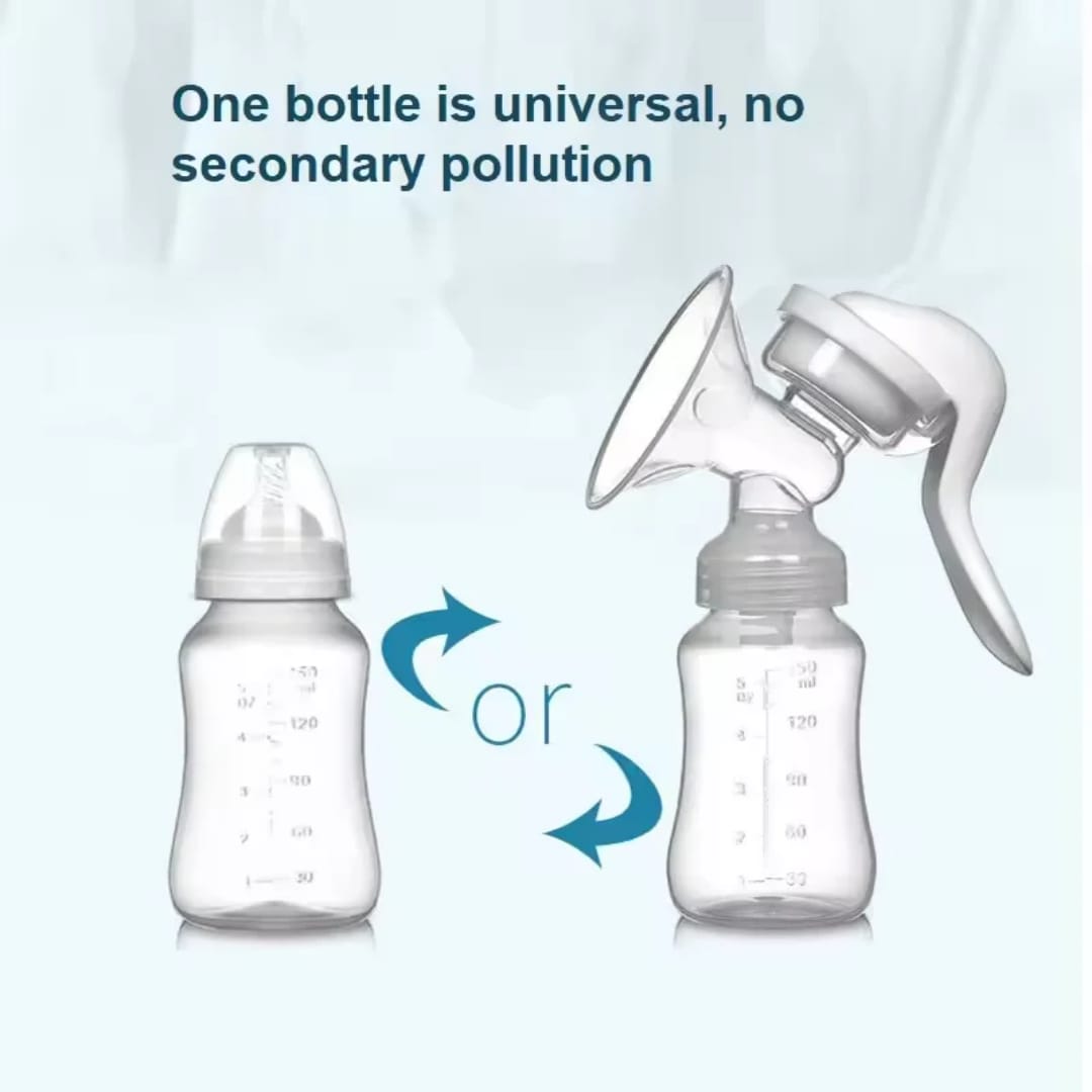 Manual Breast Pump With Free Baby Bottle Cap- white