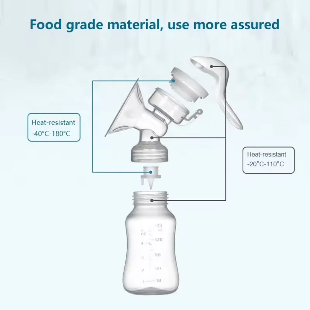 Manual Breast Pump With Free Baby Bottle Cap- white