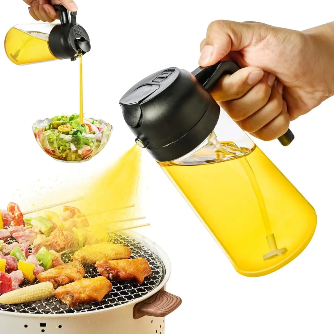 2 in 1 oil Sprayer n Automatic oil Dispenser   | AUTOMATIC CAP DESIGN: The flip lid with stainless steel roller will open automatically when the bottle is tilted, and close when upright, allows for ea