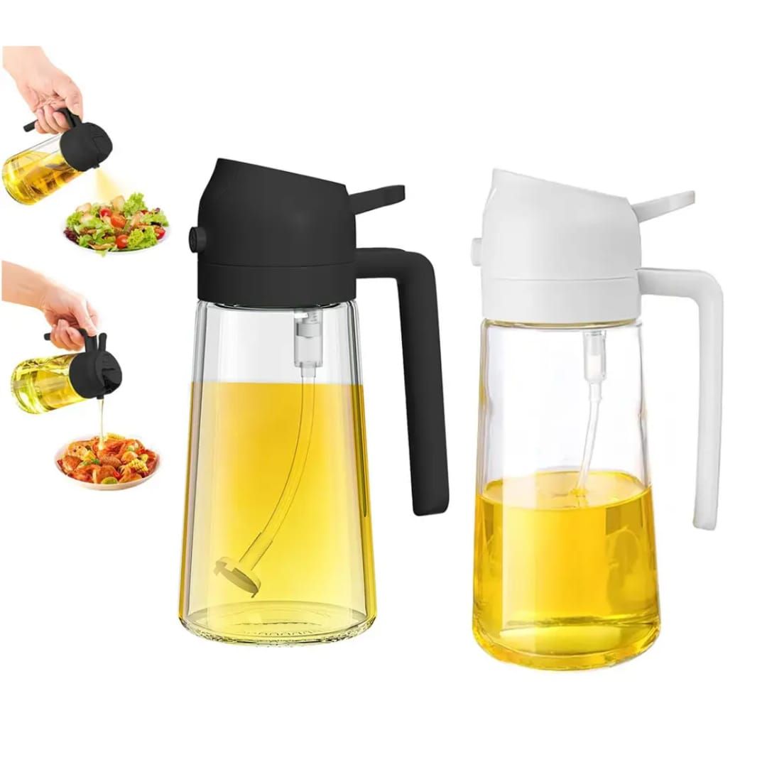 2 in 1 oil Sprayer n Automatic oil Dispenser   | AUTOMATIC CAP DESIGN: The flip lid with stainless steel roller will open automatically when the bottle is tilted, and close when upright, allows for ea