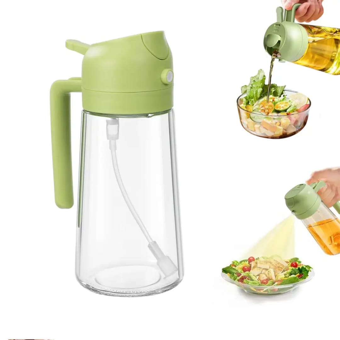 2 in 1 oil Sprayer n Automatic oil Dispenser   | AUTOMATIC CAP DESIGN: The flip lid with stainless steel roller will open automatically when the bottle is tilted, and close when upright, allows for ea