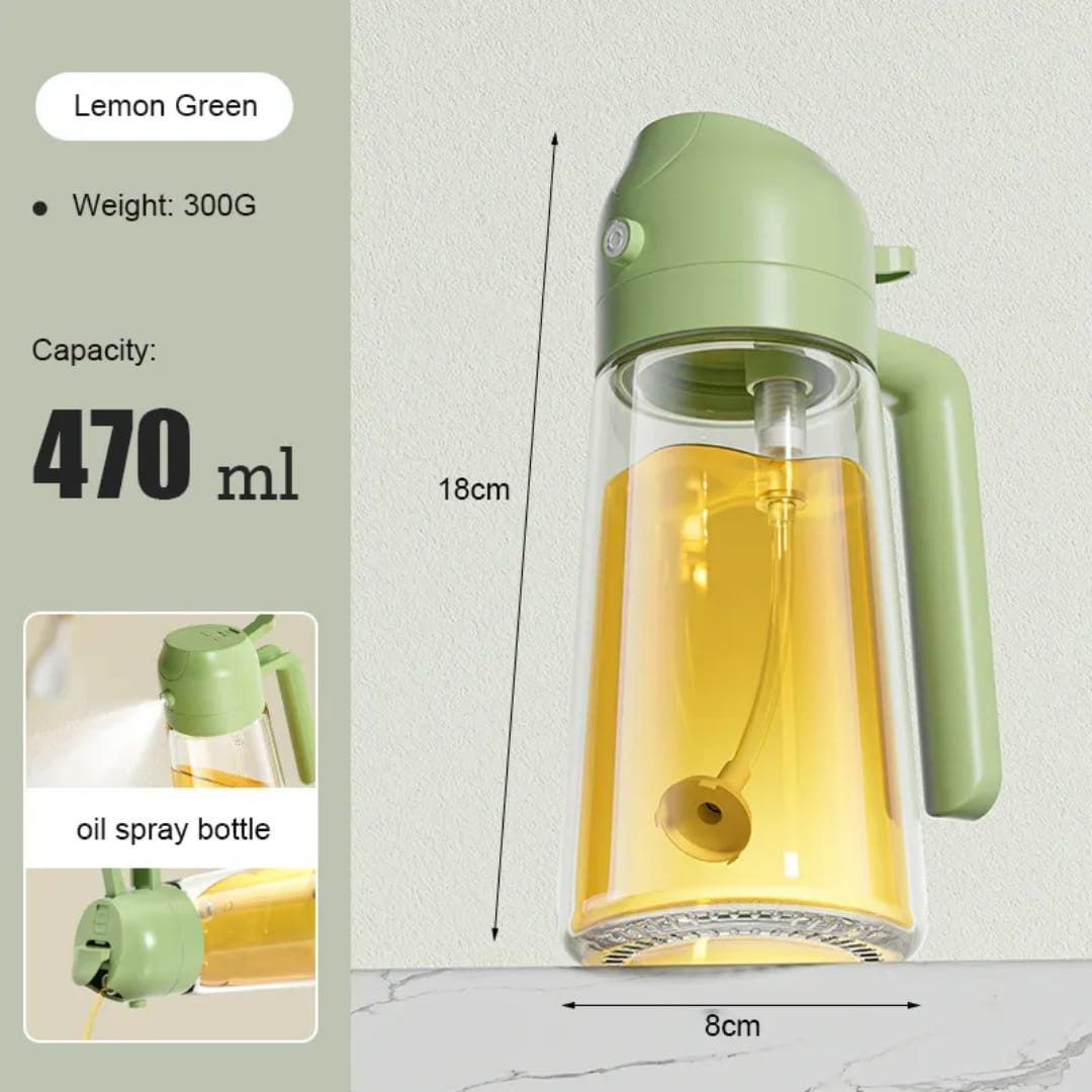 2 in 1 oil Sprayer n Automatic oil Dispenser   | AUTOMATIC CAP DESIGN: The flip lid with stainless steel roller will open automatically when the bottle is tilted, and close when upright, allows for ea