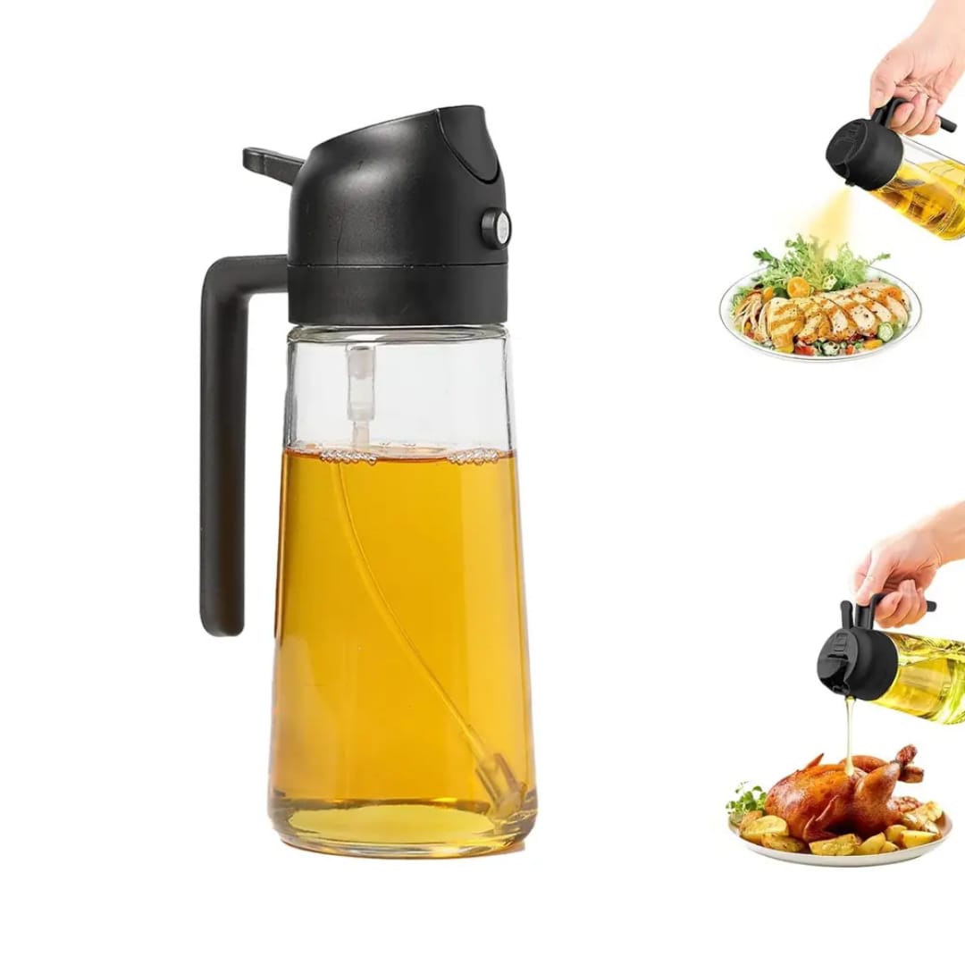 2 in 1 oil Sprayer n Automatic oil Dispenser   | AUTOMATIC CAP DESIGN: The flip lid with stainless steel roller will open automatically when the bottle is tilted, and close when upright, allows for ea