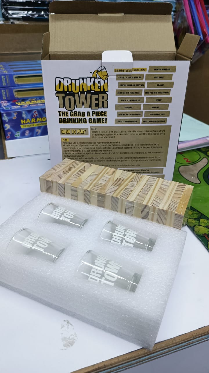 Jenga Drunken Tower Blocks Pull And Stack Drinking Party Game
