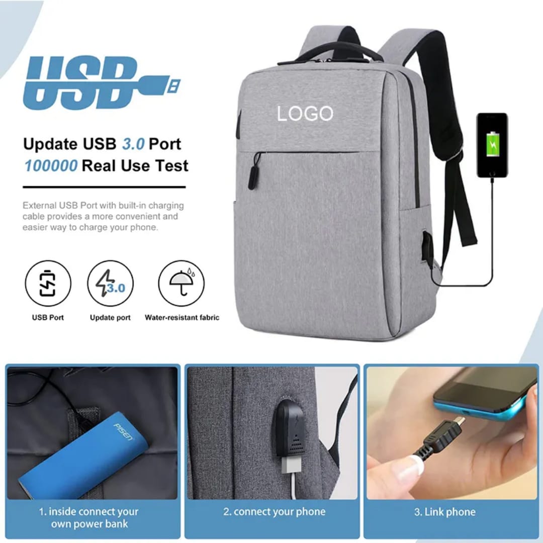 Anti-Theft Water Proof Laptop Bag / Backpack with USB made of durable nylon and oxford fabric for dust-proof and water-proof nature