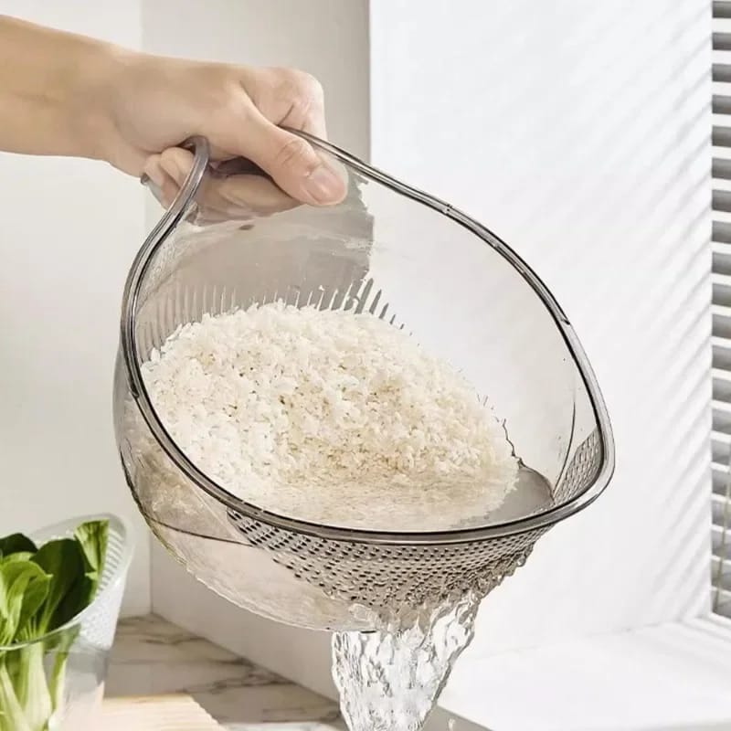 Rice washing bowl/ Colander Multi-Functionality: Ideal for washing rice, vegetables, fruits, and more.